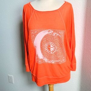 Lucky Lotus Orange Yoga Long Sleeve Top Size Medium